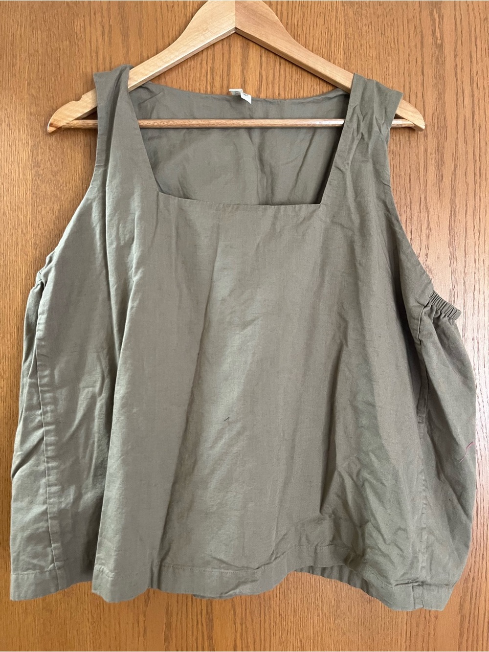 Pact Organic Cotton Canopy Linen Square Neck Tank Sage Green Size XXL